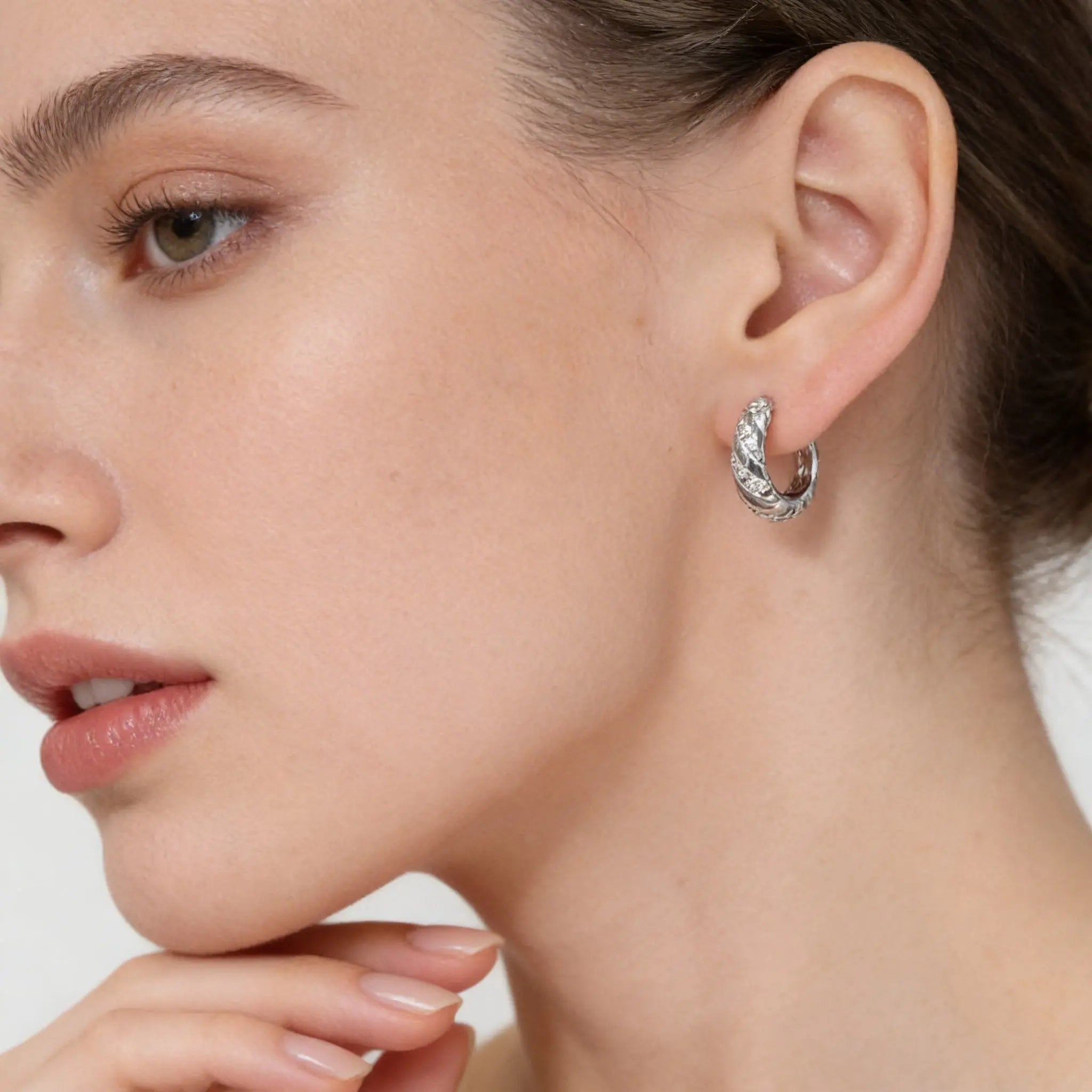 Cosmo Hoops in Platinum