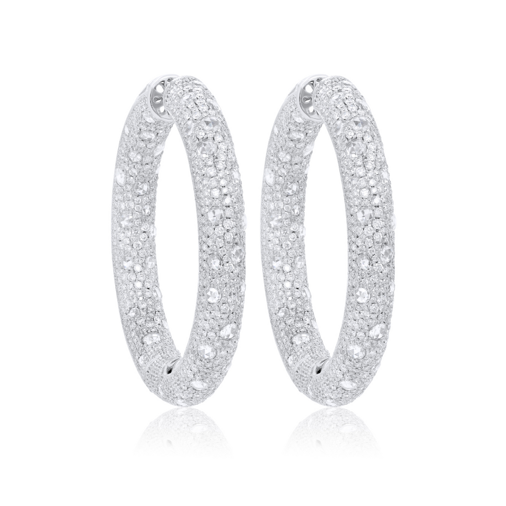 Rose Cut Pave Hoops