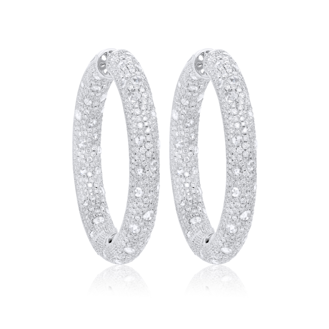 Rose Cut Pave Hoops