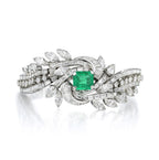 Emerald And Diamond Bracelet With Whirlpool-Shaped Center