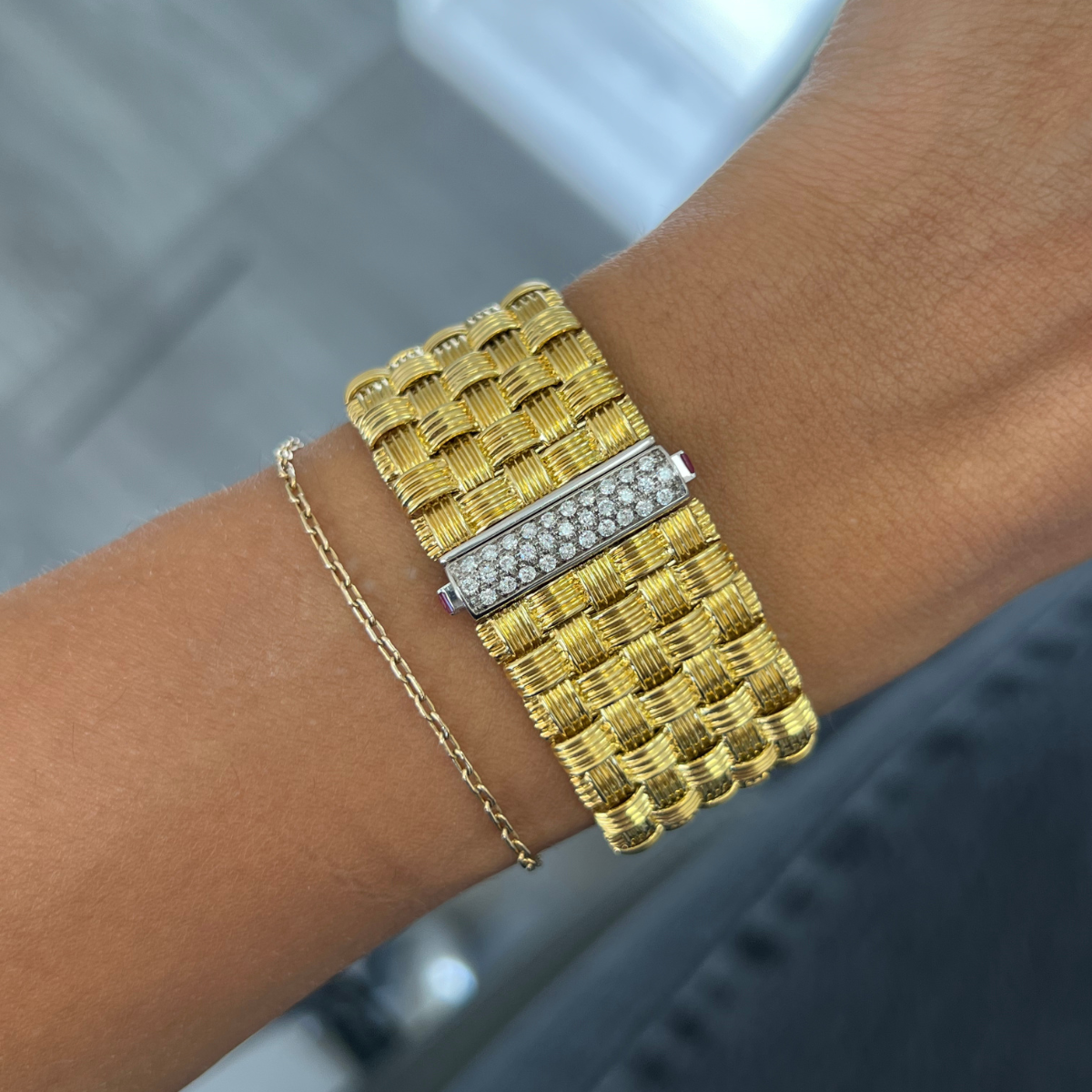 Basket-Set Diamond and Ruby Bracelet