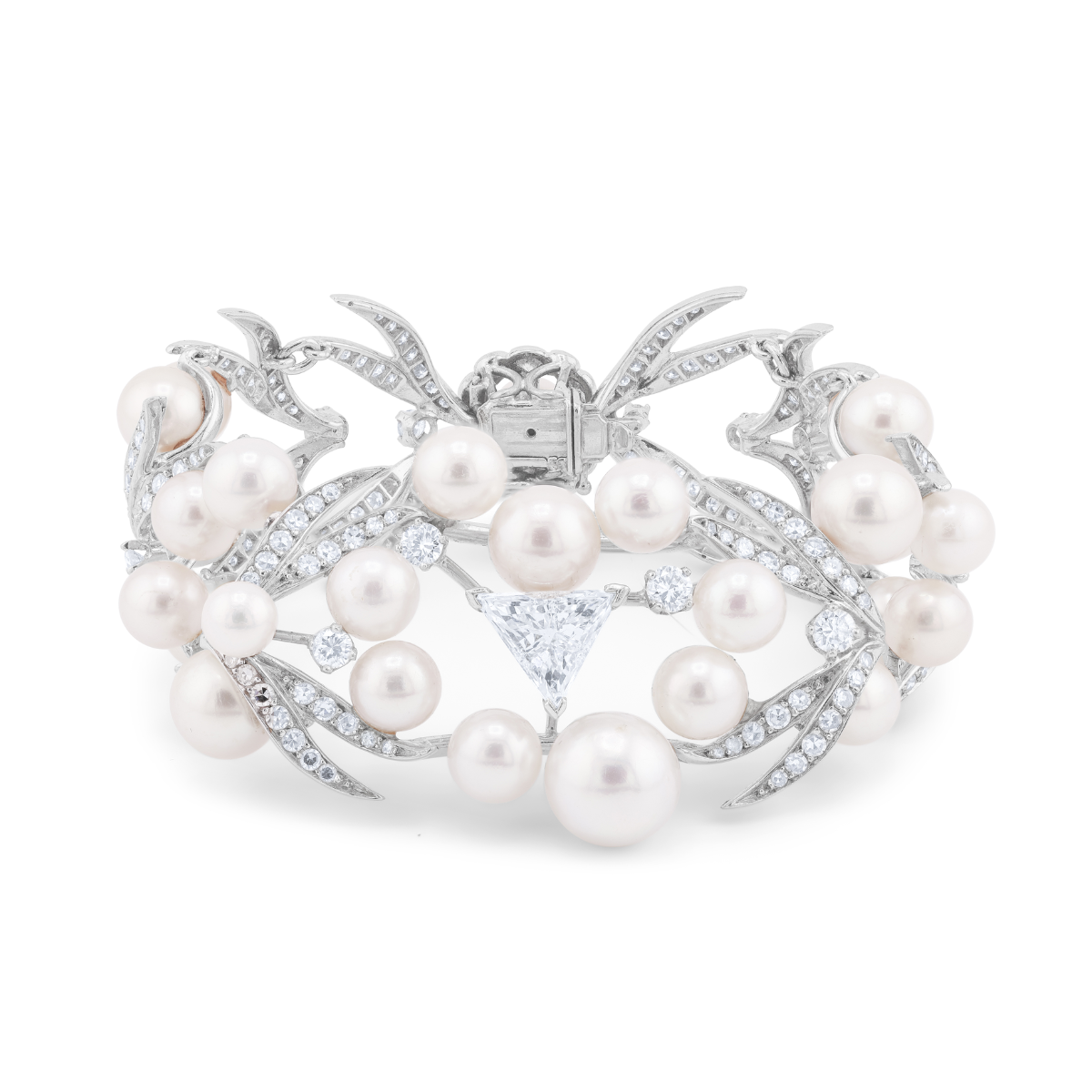 Art Deco Diamond And Pearl Bracelet