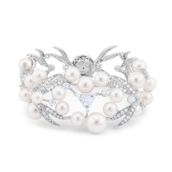 Art Deco Diamond And Pearl Bracelet