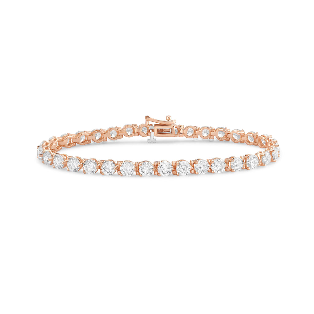 Lab-Grown Round Diamond Tennis Bracelet, 3-Prong, 14K Gold