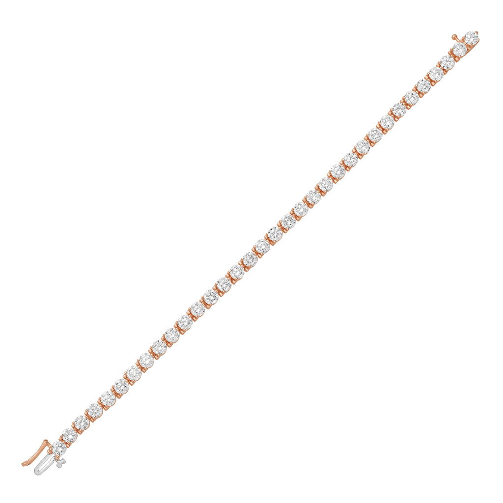 Lab-Grown Round Diamond Tennis Bracelet, 3-Prong, 14K Gold