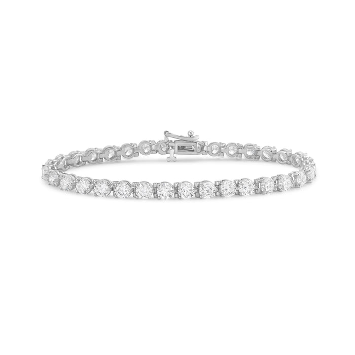 Lab-Grown Round Diamond Tennis Bracelet, 3-Prong, 14K Gold