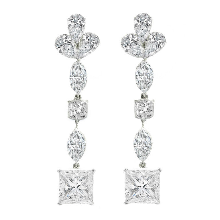 Multi Shaped Diamond Drop Earrings