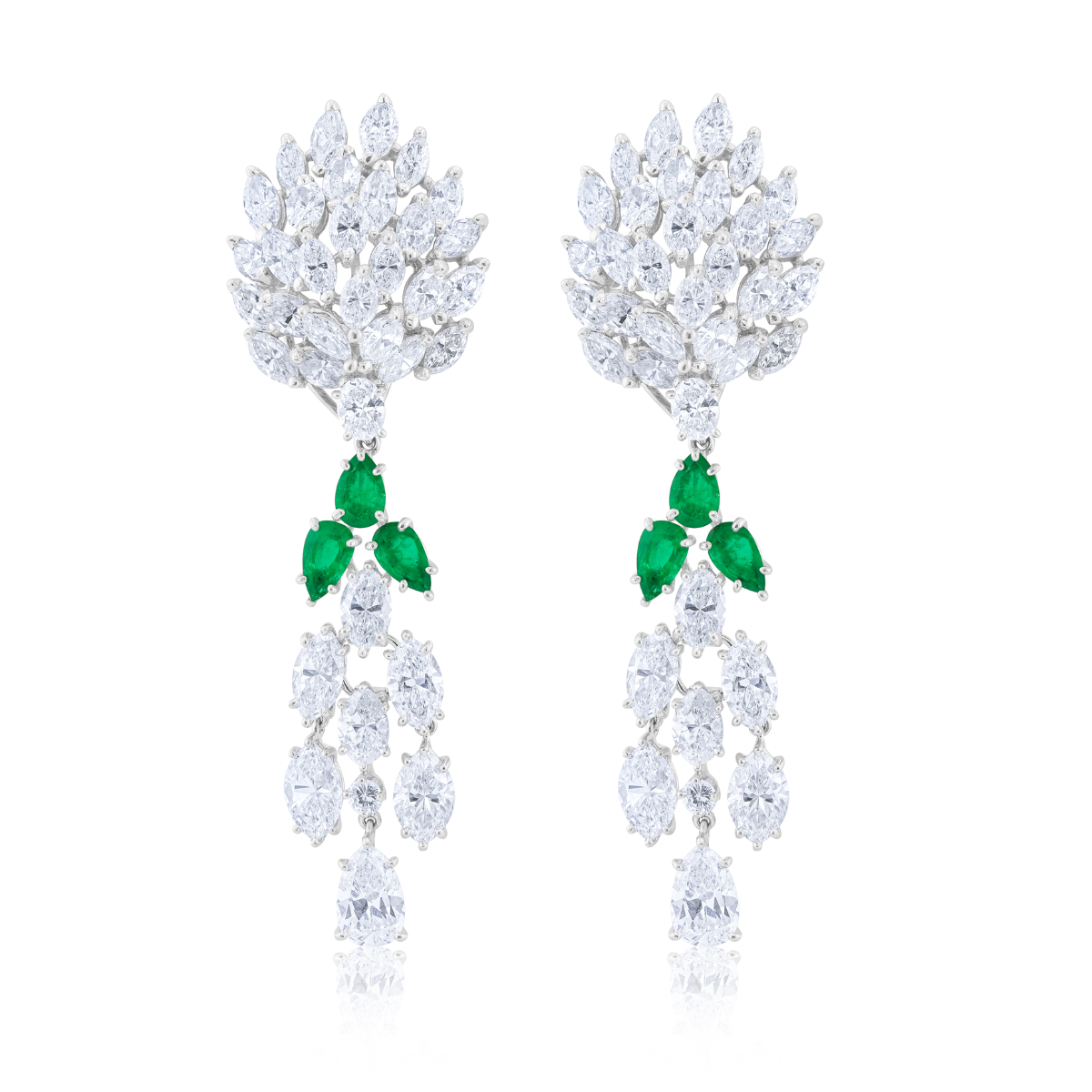 Art Deco Diamond and Emerald Earrings