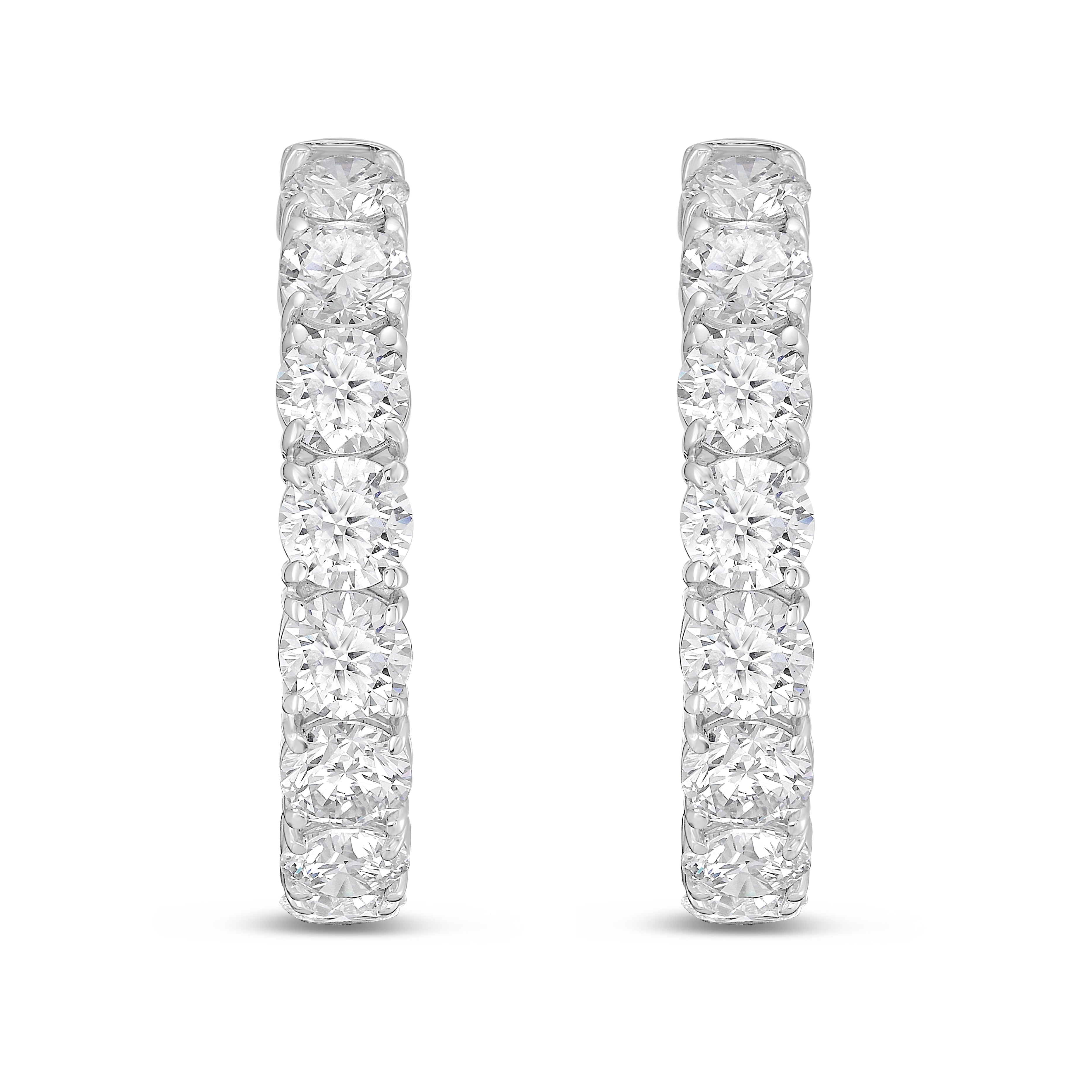 Lab Grown Round Diamond Hoop Earrings - 1.00"