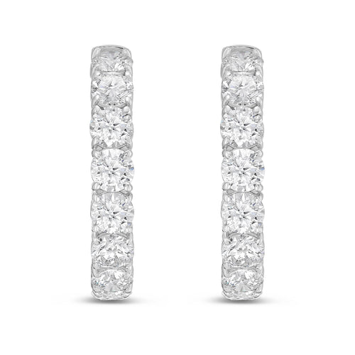 Lab Grown Round Diamond Hoop Earrings - 1.00"