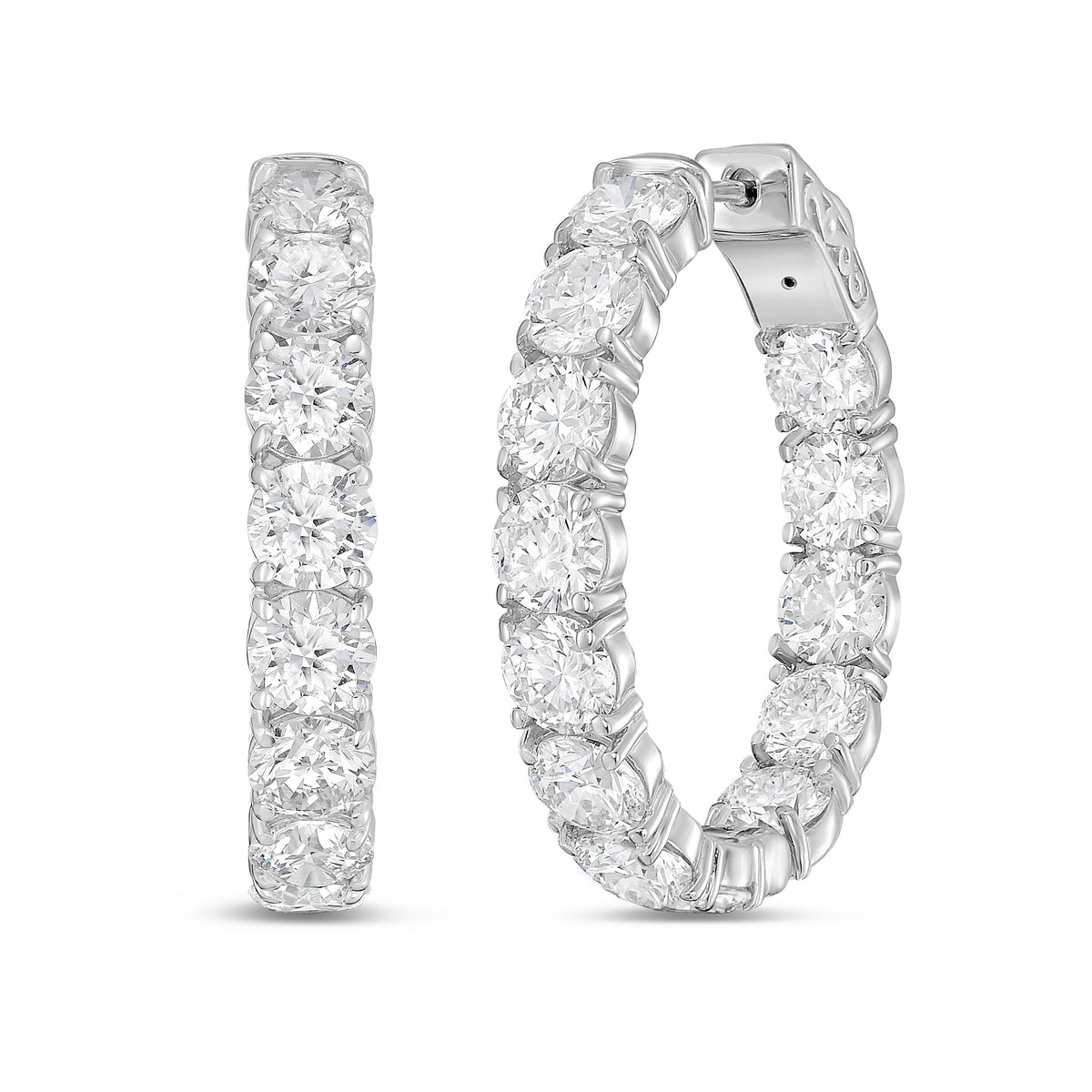 Lab Grown Round Diamond Hoop Earrings - 1.00"