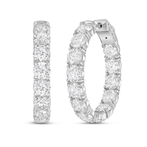 Lab Grown Round Diamond Hoop Earrings - 1.00"