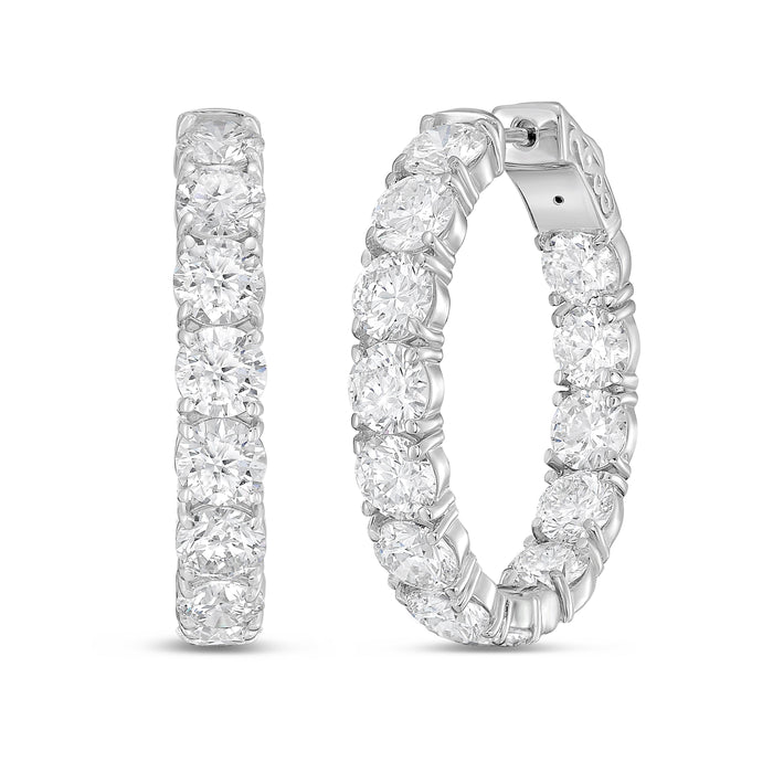 Lab Grown Round Diamond Hoop Earrings - 1.00