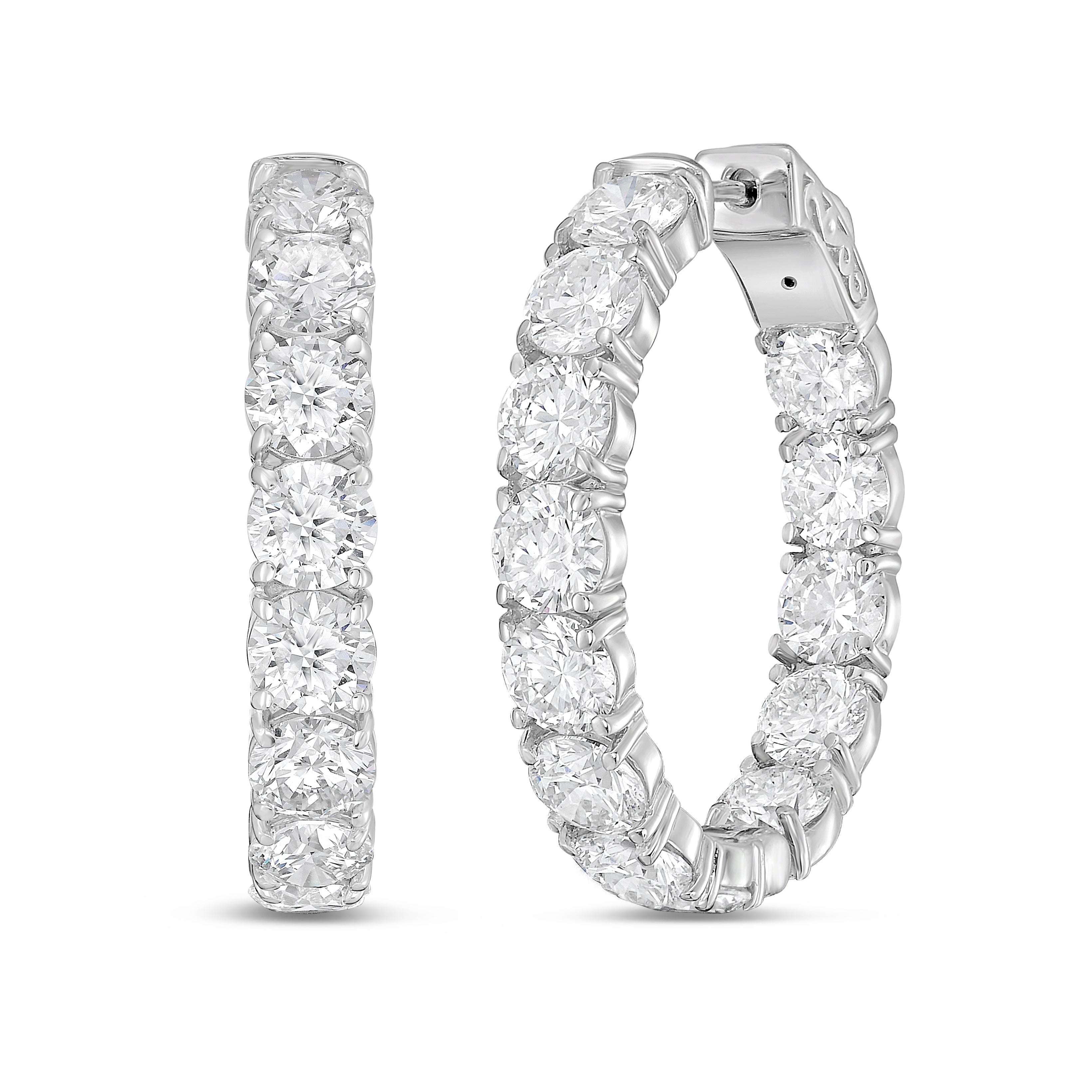Lab Grown Round Diamond Hoop Earrings - 1.00"