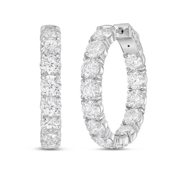 Lab Grown Round Diamond Hoop Earrings - 1.00"