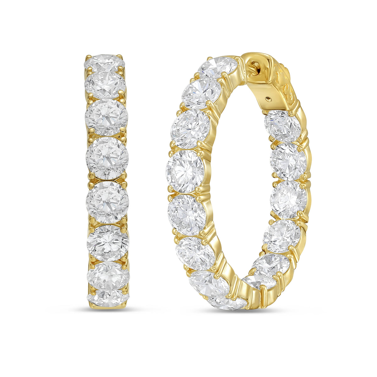 Lab Grown Round Diamond Hoop Earrings - 1.00"