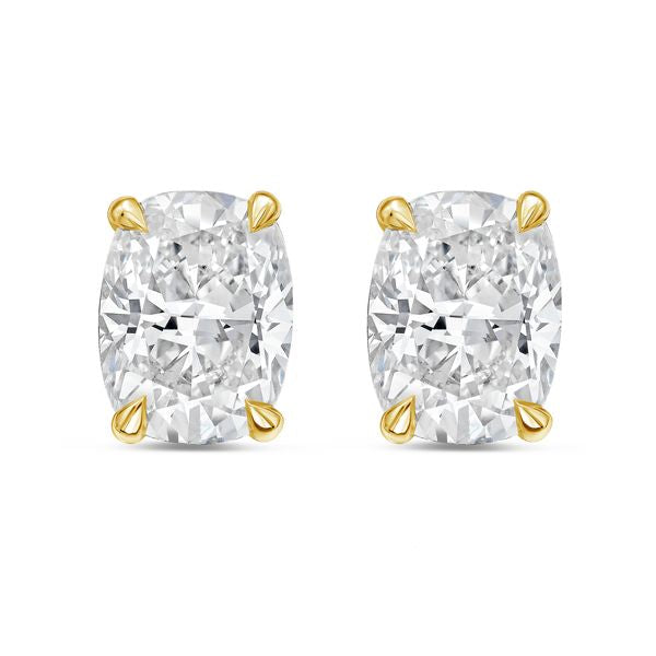 Lab Grown 4 Prong Cushion Diamond Stud