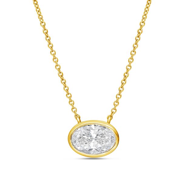 Lab Grown Oval Diamond Bezel Pendant