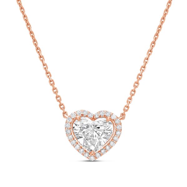 Lab Grown Heart Diamond Halo Pendant