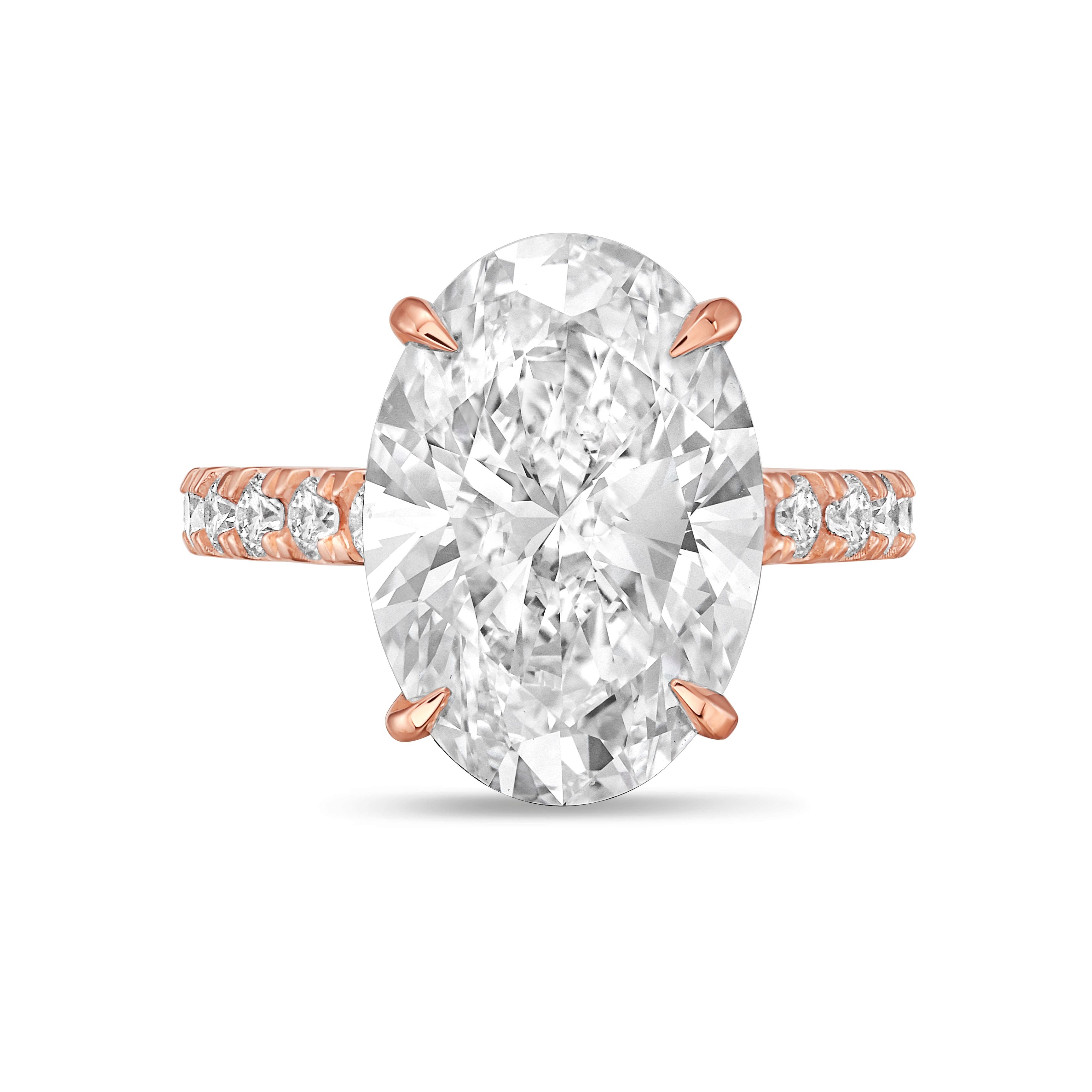 Lab-Grown Oval Diamond Ring With Accents, 18K Gold