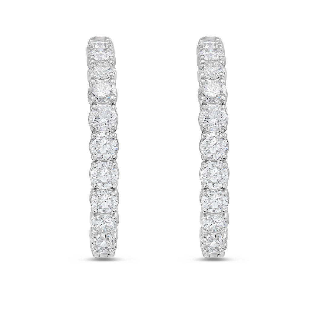 Lab Grown Round Diamond Hoop Earrings - 1.25"