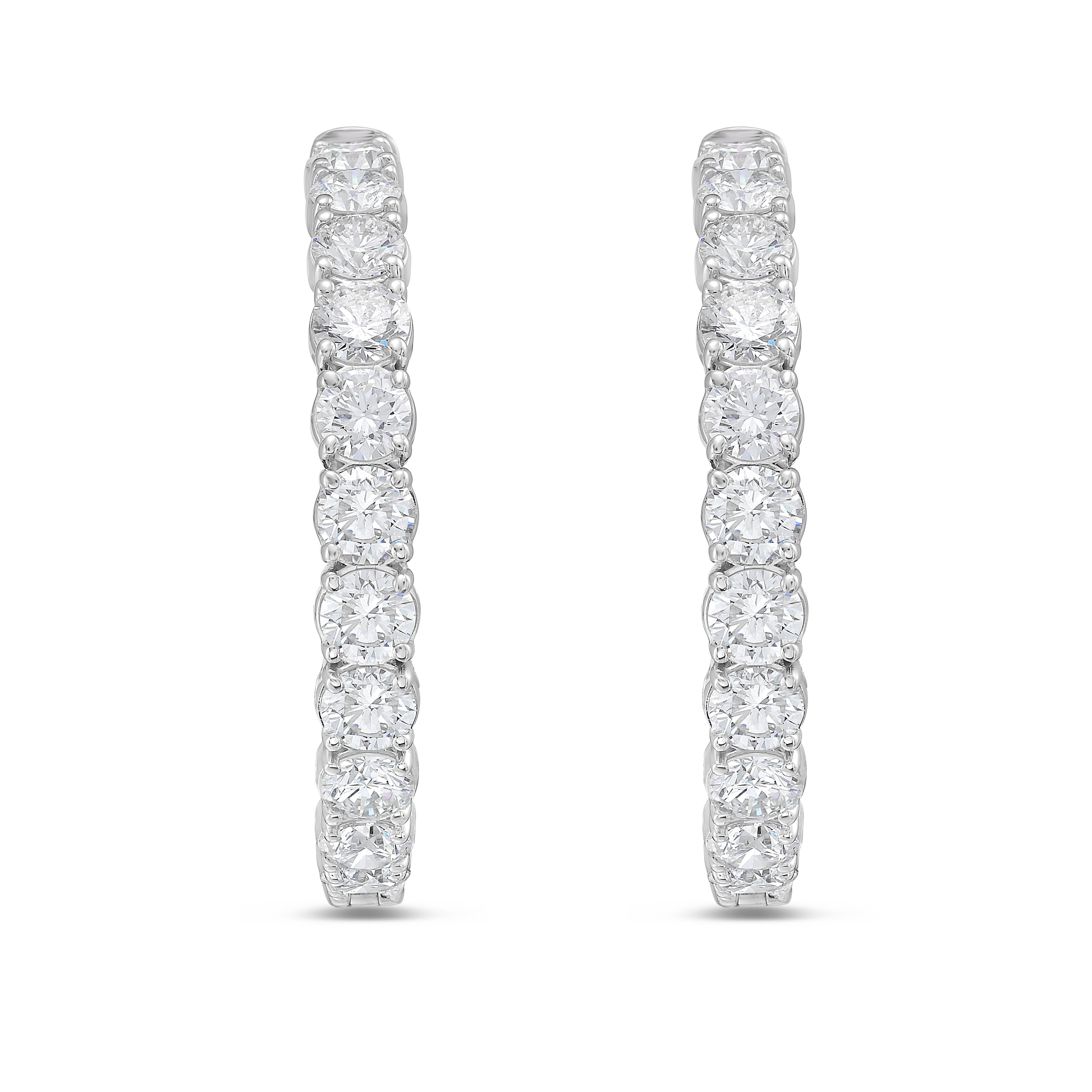 Lab Grown Round Diamond Hoop Earrings - 1.25"