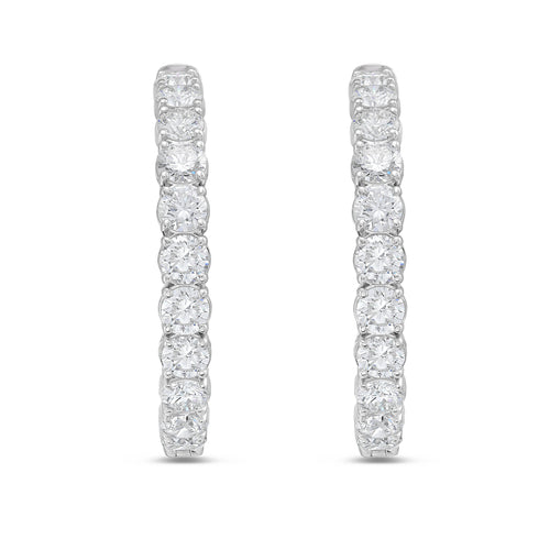 Lab Grown Round Diamond Hoop Earrings - 1.25"