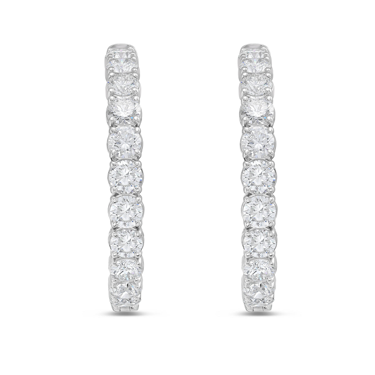 Lab Grown Round Diamond Hoop Earrings - 1.25"