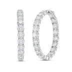 Lab Grown Round Diamond Hoop Earrings - 1.25"