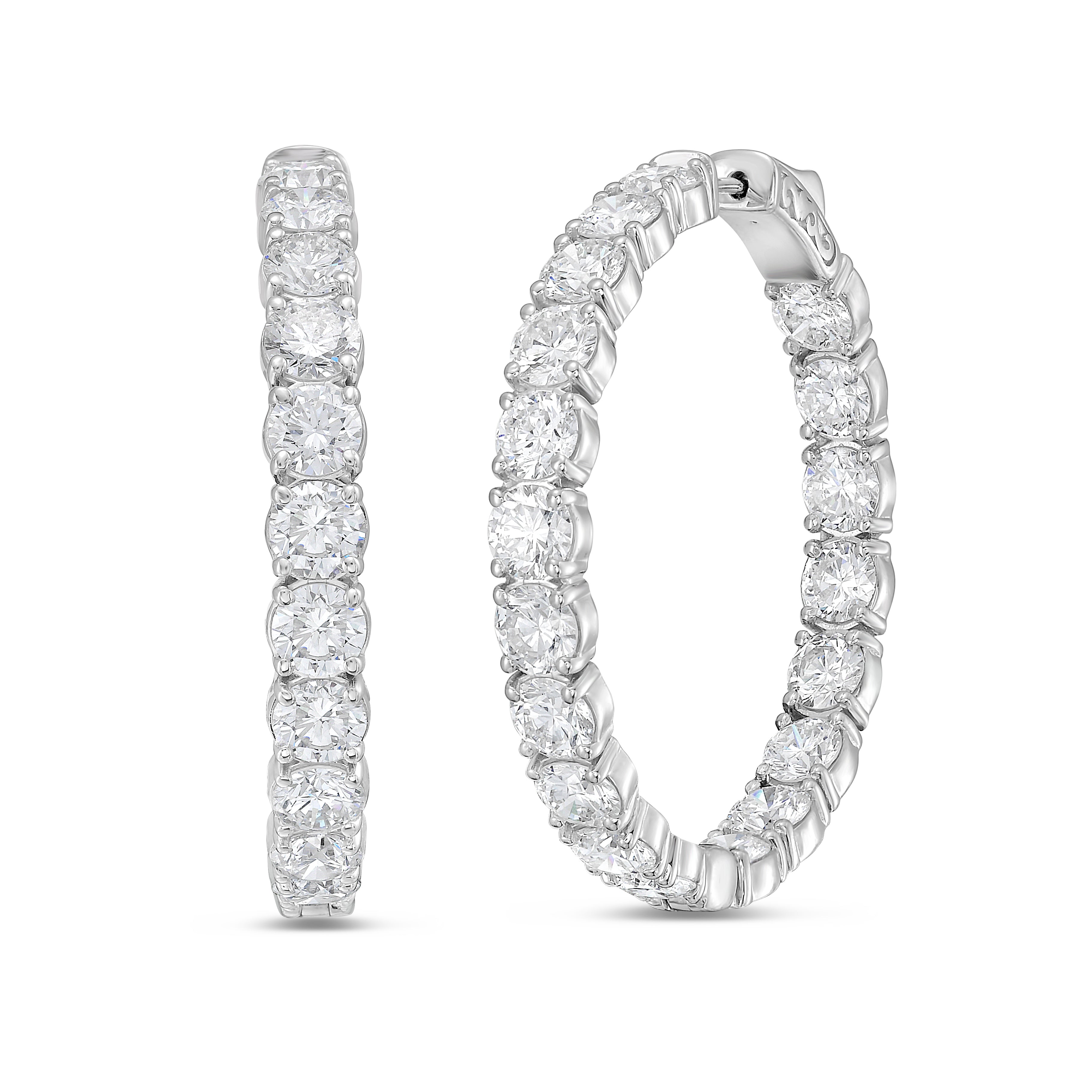Lab Grown Round Diamond Hoop Earrings - 1.25"