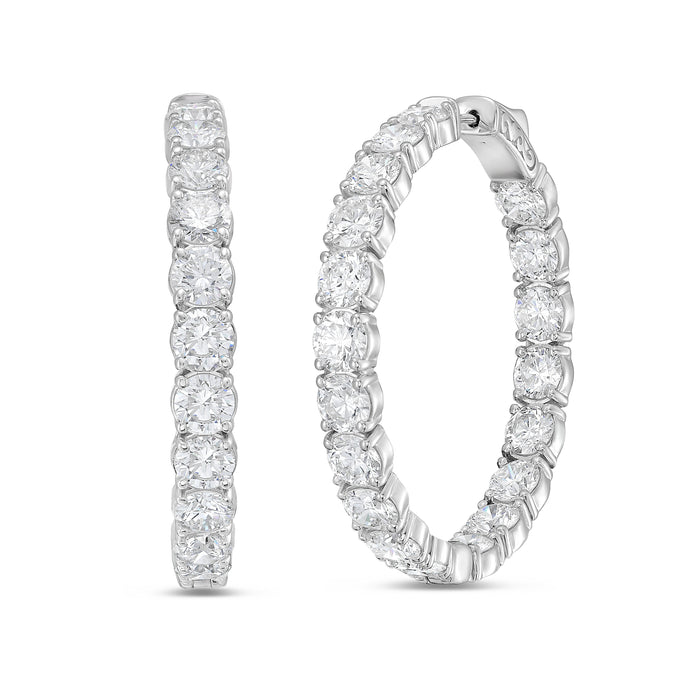 Lab Grown Round Diamond Hoop Earrings - 1.25