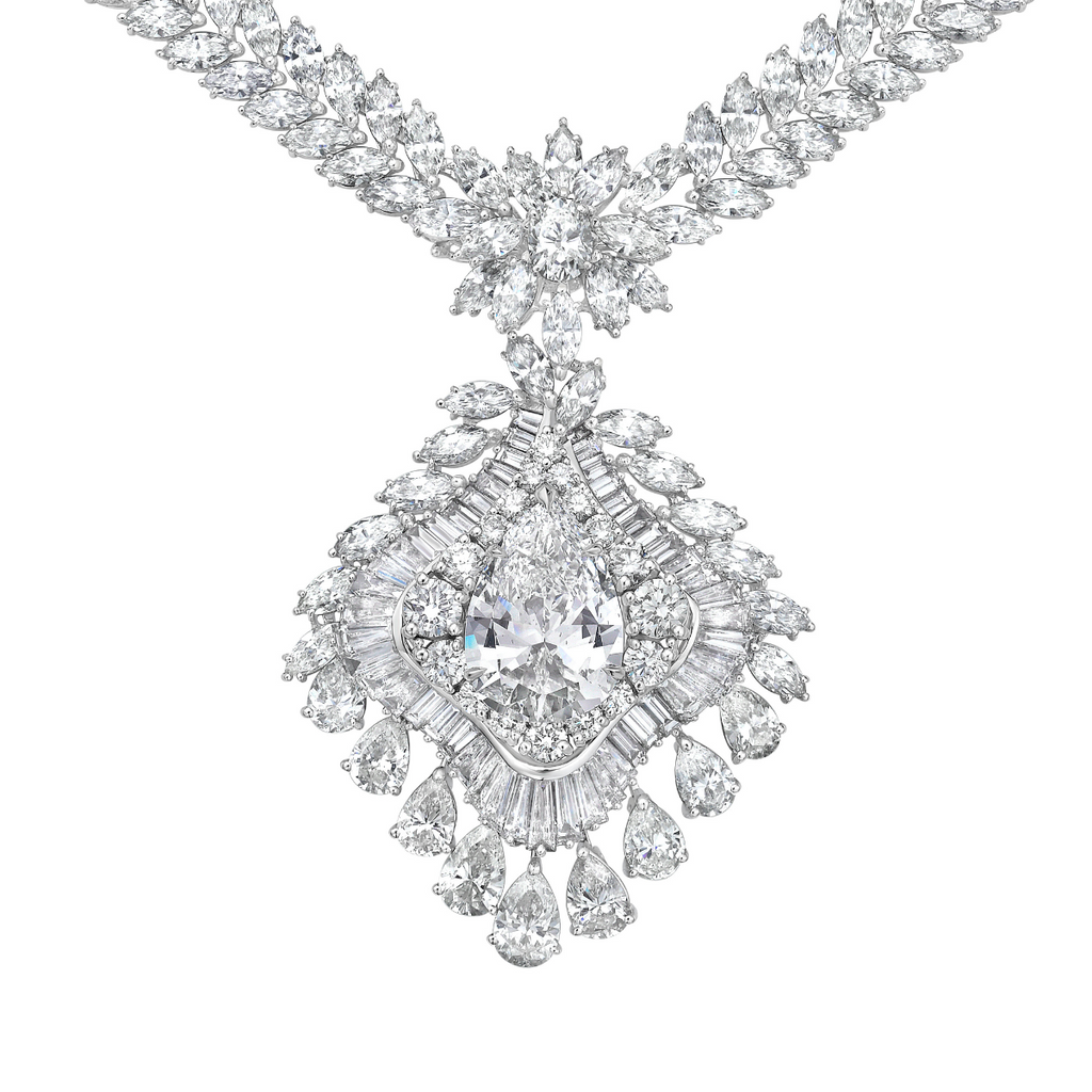 Pear Shaped Diamond Two-fer Necklace