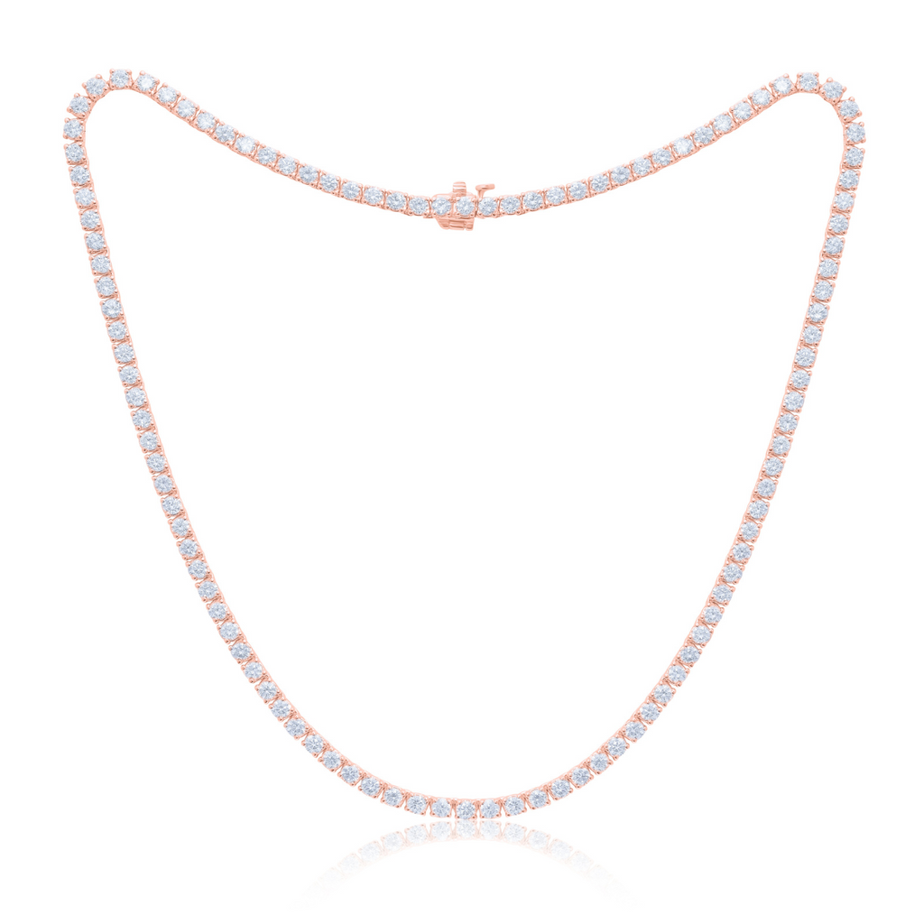 4 Prong Round Diamond Tennis Necklace
