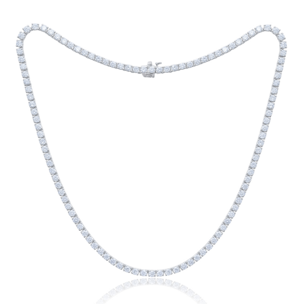 4 Prong Round Diamond Tennis Necklace