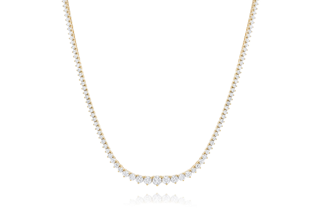 Lab-Grown Graduated 3 Prong Tennis Necklace