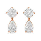 Lab Grown Cushion And Pear Diamond Drop Earrings