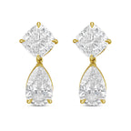 Lab Grown Cushion And Pear Diamond Drop Earrings
