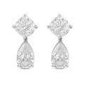 Lab Grown Cushion And Pear Diamond Drop Earrings