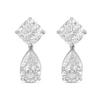 Lab Grown Cushion And Pear Diamond Drop Earrings