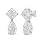 Lab Grown Cushion And Pear Diamond Drop Earrings