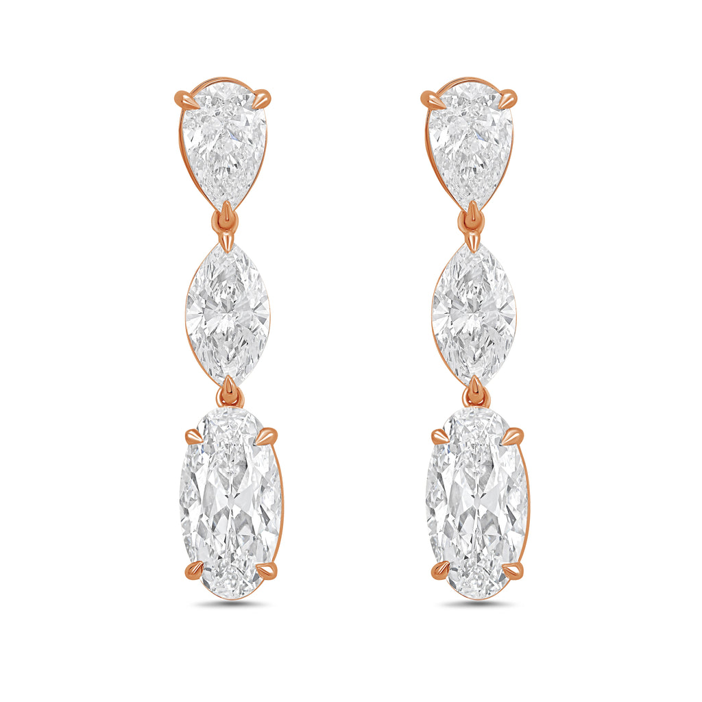 Lab Grown Multi Shaped Diamond Drop Earrings