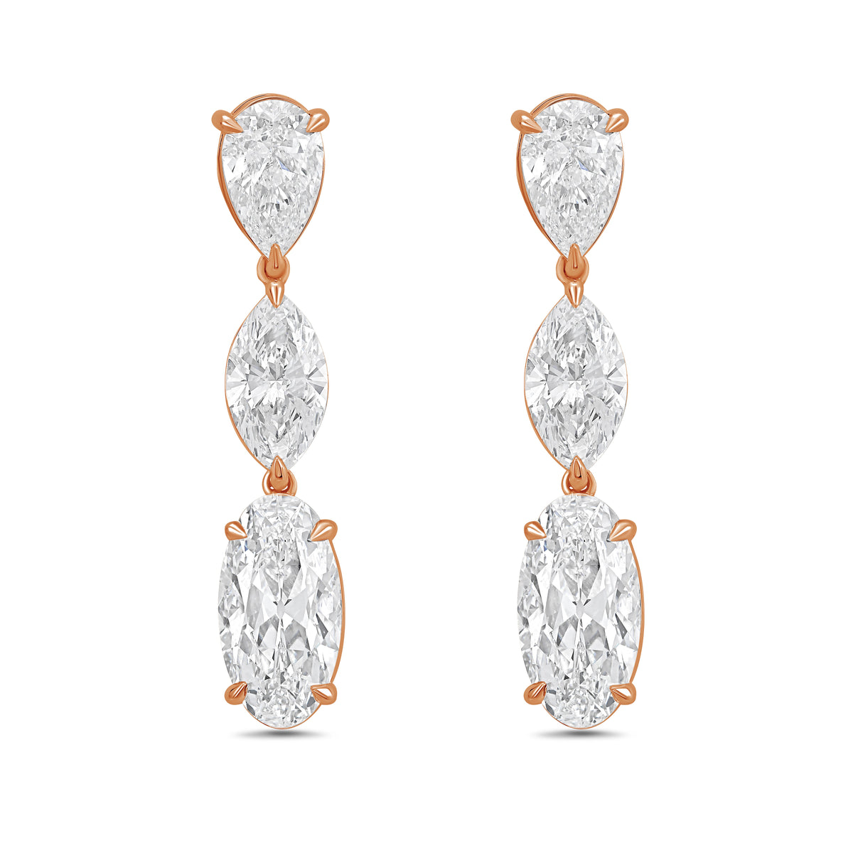 Lab Grown Multi Shaped Diamond Drop Earrings
