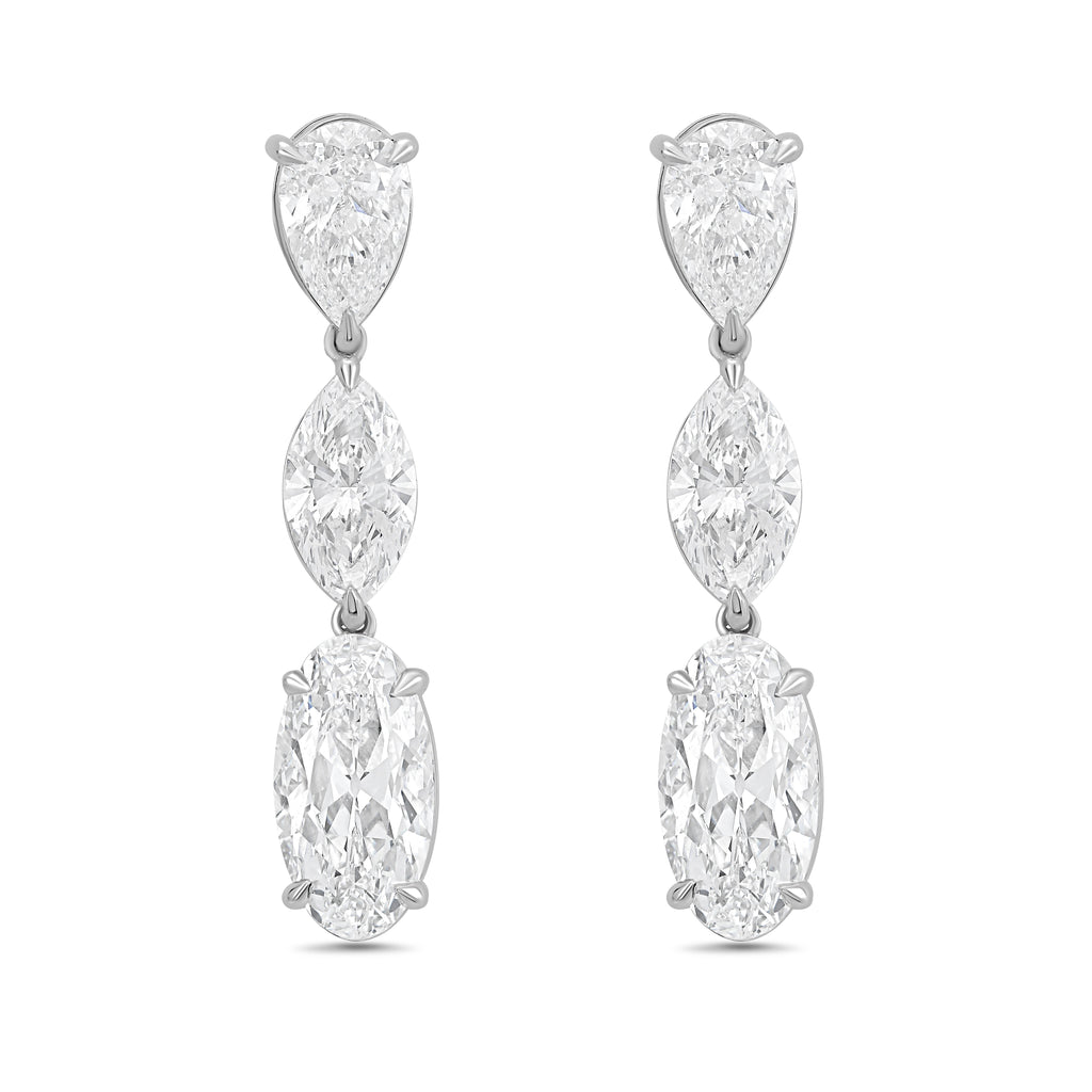 Lab Grown Multi Shaped Diamond Drop Earrings