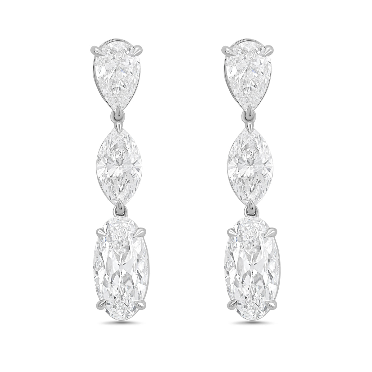 Lab Grown Multi Shaped Diamond Drop Earrings