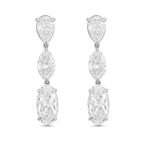 Lab Grown Multi Shaped Diamond Drop Earrings