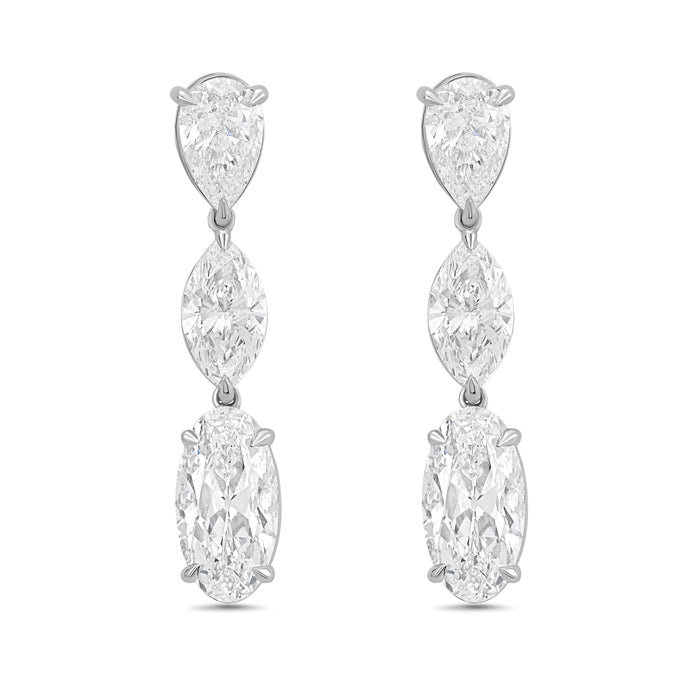 Lab Grown Multi Shaped Diamond Drop Earrings