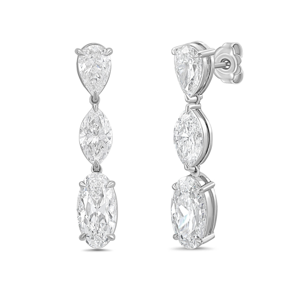Lab Grown Multi Shaped Diamond Drop Earrings