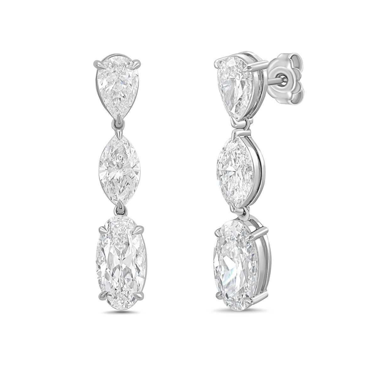 Lab Grown Multi Shaped Diamond Drop Earrings