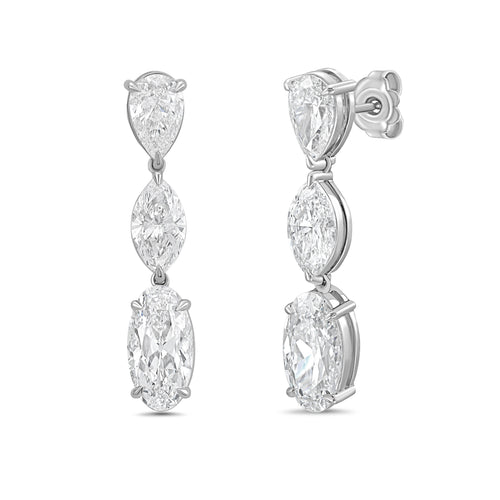 Lab Grown Multi Shaped Diamond Drop Earrings