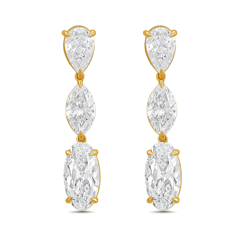 Lab Grown Multi Shaped Diamond Drop Earrings